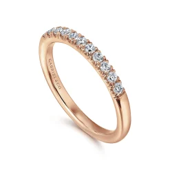 Gabriel & Co. Portofino - 14K Rose Gold 11 Stone French Pave Diamond Wedding Band - 0.25 ct