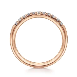 Gabriel & Co. Portofino - 14K Rose Gold 11 Stone French Pave Diamond Wedding Band - 0.25 ct