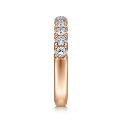 Sale Gabriel & Co. Portofino - 14K Rose Gold 11 Stone French Pave Diamond Wedding Band - 0.67 ct
