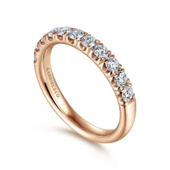 Sale Gabriel & Co. Portofino - 14K Rose Gold 11 Stone French Pave Diamond Wedding Band - 0.67 ct