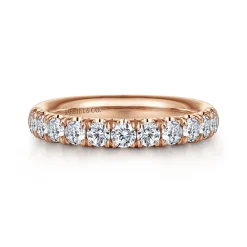 Sale Gabriel & Co. Portofino - 14K Rose Gold 11 Stone French Pave Diamond Wedding Band - 0.67 ct