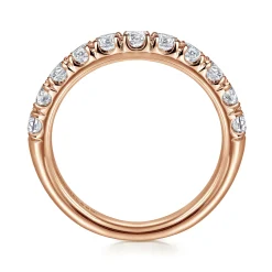Clearance Gabriel & Co. Portofino - 14K Rose Gold 11 Stone French Pave Diamond Wedding Band - 1 ct