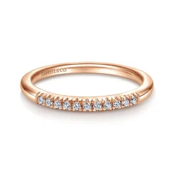 Gabriel & Co. Portofino - 14K Rose Gold 11 Stone French Pave Set Diamond Wedding Band - 0.1 ct