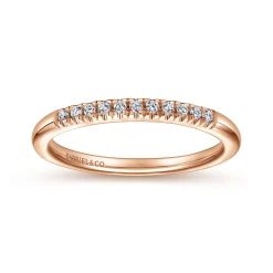 Gabriel & Co. Portofino - 14K Rose Gold 11 Stone French Pave Set Diamond Wedding Band - 0.1 ct