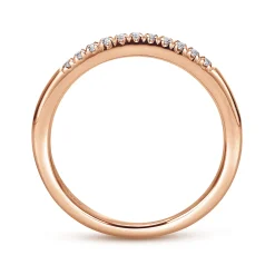 Gabriel & Co. Portofino - 14K Rose Gold 11 Stone French Pave Set Diamond Wedding Band - 0.1 ct