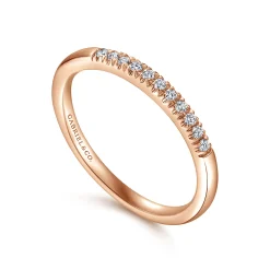 Gabriel & Co. Portofino - 14K Rose Gold 11 Stone French Pave Set Diamond Wedding Band - 0.1 ct