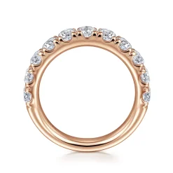 Best Gabriel & Co. Portofino - 14K Rose Gold 11 Stone French Pave Set Diamond Wedding Band - 1.5 ct