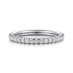 Best Gabriel & Co. Portofino - 14K White Gold French Pave Diamond Wedding Band - 0.28 ct
