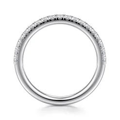 Best Gabriel & Co. Portofino - 14K White Gold French Pave Diamond Wedding Band - 0.28 ct