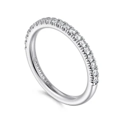 Best Gabriel & Co. Portofino - 14K White Gold French Pave Diamond Wedding Band - 0.28 ct