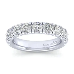 Best Gabriel & Co. Portofino - 14K White Gold Round 11 Stone Diamond Anniversary Band - 2 ct