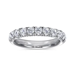 Outlet Gabriel & Co. Portofino - 14K White Gold 11 Stone French Pave Diamond Wedding Band - 1 ct