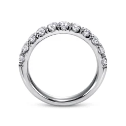 Outlet Gabriel & Co. Portofino - 14K White Gold 11 Stone French Pave Diamond Wedding Band - 1 ct