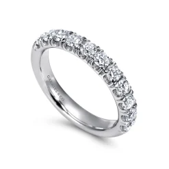 Outlet Gabriel & Co. Portofino - 14K White Gold 11 Stone French Pave Diamond Wedding Band - 1 ct