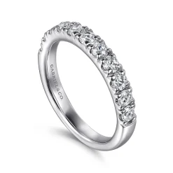Gabriel & Co. Portofino - 14K White Gold 11 Stone French Pave Diamond Wedding Band - 0.75 ct