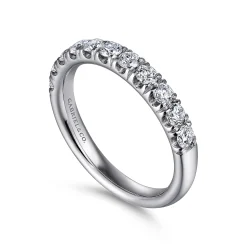 Online Gabriel & Co. Portofino - 14K White Gold 11 Stone French Pave Diamond Wedding Band - 0.67 ct