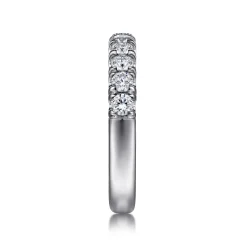 Online Gabriel & Co. Portofino - 14K White Gold 11 Stone French Pave Diamond Wedding Band - 0.67 ct