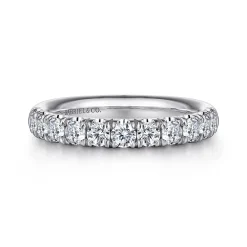 Online Gabriel & Co. Portofino - 14K White Gold 11 Stone French Pave Diamond Wedding Band - 0.67 ct