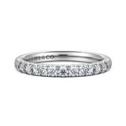 Hot Gabriel & Co. Portofino - 14K White Gold 11 Stone French Pave Diamond Anniversary Band - 0.33 ct