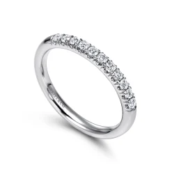 Sale Gabriel & Co. Portofino - 14K White Gold 11 Stone French Pave Diamond Wedding Band - 0.23 ct