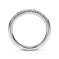 Sale Gabriel & Co. Portofino - 14K White Gold 11 Stone French Pave Diamond Wedding Band - 0.23 ct