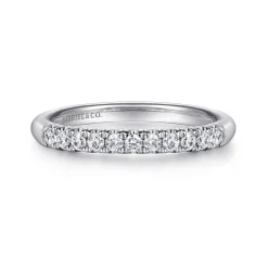 Sale Gabriel & Co. Portofino - 14K White Gold 11 Stone French Pave Diamond Wedding Band - 0.23 ct