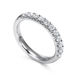 Discount Gabriel & Co. Portofino - 14K White Gold 11 Stone French Pave Diamond Wedding Band - 0.5 ct