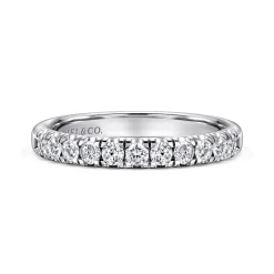 Discount Gabriel & Co. Portofino - 14K White Gold 11 Stone French Pave Diamond Wedding Band - 0.5 ct