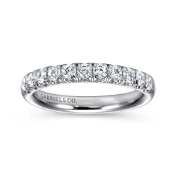 Discount Gabriel & Co. Portofino - 14K White Gold 11 Stone French Pave Diamond Wedding Band - 0.5 ct