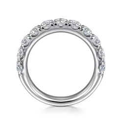 Online Gabriel & Co. Portofino - 14K White Gold 11 Stone French Pave Set Diamond Wedding Band - 1.5 ct