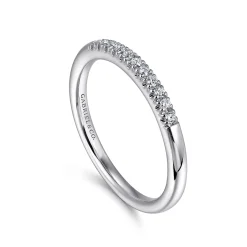 Sale Gabriel & Co. Portofino - 14K White Gold 11 Stone French Pave Diamond Wedding Band - 0.1 ct