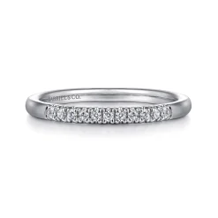 Sale Gabriel & Co. Portofino - 14K White Gold 11 Stone French Pave Diamond Wedding Band - 0.1 ct