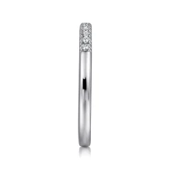 Sale Gabriel & Co. Portofino - 14K White Gold 11 Stone French Pave Diamond Wedding Band - 0.1 ct
