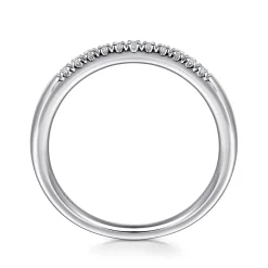 Sale Gabriel & Co. Portofino - 14K White Gold 11 Stone French Pave Diamond Wedding Band - 0.1 ct