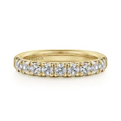 Outlet Gabriel & Co. Portofino - 14K Yellow Gold French Pave Set Diamond Wedding Band - 0.75 ct