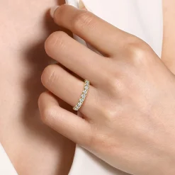 Outlet Gabriel & Co. Portofino - 14K Yellow Gold French Pave Set Diamond Wedding Band - 0.75 ct