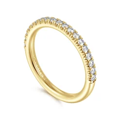 Best Gabriel & Co. Portofino - 14K Yellow Gold French Pave Diamond Anniversary Band - 0.28 ct