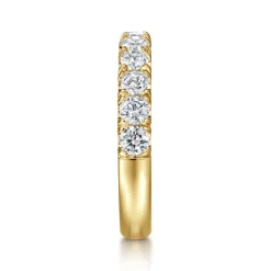 Sale Gabriel & Co. Portofino - 14K Yellow Gold 11 Stone French Pave Diamond Wedding Band - 1 ct
