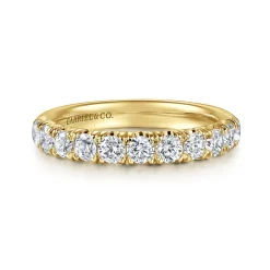 Sale Gabriel & Co. Portofino - 14K Yellow Gold 11 Stone French Pave Diamond Wedding Band - 1 ct