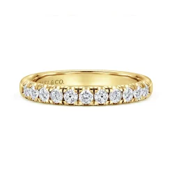 Gabriel & Co. Portofino - 14K Yellow Gold 11 Stone French Pave Diamond Wedding Band - 0.5 ct