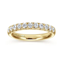 Gabriel & Co. Portofino - 14K Yellow Gold 11 Stone French Pave Diamond Wedding Band - 0.5 ct