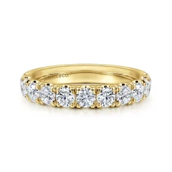 Clearance Gabriel & Co. Portofino - 14K Yellow Gold 11 Stone French Pave Set Diamond Wedding Band - 1.5 ct