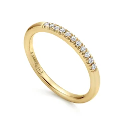 Best Gabriel & Co. Portofino - 14K Yellow Gold 11 Stone French Pave Set Diamond Wedding Band - 0.1 ct