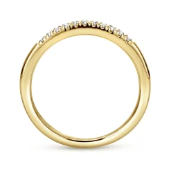 Best Gabriel & Co. Portofino - 14K Yellow Gold 11 Stone French Pave Set Diamond Wedding Band - 0.1 ct