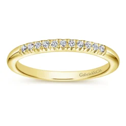 Best Gabriel & Co. Portofino - 14K Yellow Gold 11 Stone French Pave Set Diamond Wedding Band - 0.1 ct