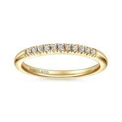 Best Gabriel & Co. Portofino - 14K Yellow Gold 11 Stone French Pave Set Diamond Wedding Band - 0.1 ct