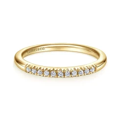 Best Gabriel & Co. Portofino - 14K Yellow Gold 11 Stone French Pave Set Diamond Wedding Band - 0.1 ct