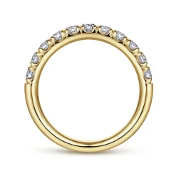 Discount Gabriel & Co. Portofino - 14K Yellow Gold 11 Stone French Pave Diamond Wedding Band - 0.67 ct