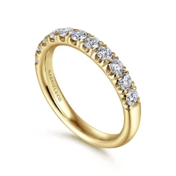 Discount Gabriel & Co. Portofino - 14K Yellow Gold 11 Stone French Pave Diamond Wedding Band - 0.67 ct
