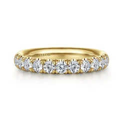 Discount Gabriel & Co. Portofino - 14K Yellow Gold 11 Stone French Pave Diamond Wedding Band - 0.67 ct